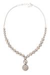 Nazaakat By Samara Singh_Silver Plated Faux , And White Embellished Necklace Set _Online_at_Aza_Fashions