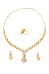 Shop_Nazaakat By Samara Singh_Gold Plated Faux , Stone Embellished Necklace Set _at_Aza_Fashions