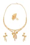 Shop_Nazaakat By Samara Singh_Gold Plated Diamonds Stone Embellished Necklace Set _at_Aza_Fashions