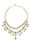 Nazaakat By Samara Singh_Green Crystals, Diamonds And Gold Embellished Necklace Set _at_Aza_Fashions
