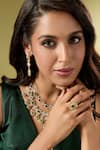 Shop_Nazaakat By Samara Singh_Green Crystals, Diamonds And Gold Embellished Necklace Set 
