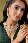 Buy_Nazaakat By Samara Singh_Green Crystals, Diamonds And Gold Embellished Necklace Set _at_Aza_Fashions