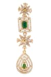 Nazaakat By Samara Singh_Green Crystals, Diamonds And Gold Embellished Necklace Set _Online