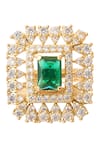 Buy_Nazaakat By Samara Singh_Green Crystals, Diamonds And Gold Embellished Necklace Set _Online