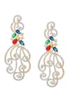 Shop_Nazaakat By Samara Singh_Diamonds, Stones Multi Color Embellished Earrings _at_Aza_Fashions