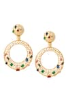 Shop_Nazaakat By Samara Singh_Faux Diamonds, Stones Multi Color Embellished Earrings _at_Aza_Fashions