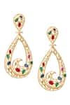 Shop_Nazaakat By Samara Singh_Multi Color Crystals Embellished Pair Of Earrings _at_Aza_Fashions