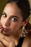 Shop_Nazaakat By Samara Singh_Gold Plated Abstract Embellished Pair Of Earrings _Online_at_Aza_Fashions