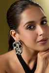 Shop_Nazaakat By Samara Singh_Silver Plated Abstract Embellished Pair Of Earrings _Online_at_Aza_Fashions