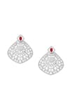 Shop_Nazaakat By Samara Singh_Silver Plated Faux Diamonds And Ruby Embellished Pair Of Earrings _at_Aza_Fashions