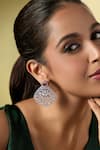 Shop_Nazaakat By Samara Singh_Silver Plated Faux Diamonds And Ruby Embellished Pair Of Earrings _Online_at_Aza_Fashions