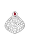 Nazaakat By Samara Singh_Silver Plated Faux Diamonds And Ruby Embellished Pair Of Earrings _at_Aza_Fashions
