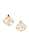 Shop_Nazaakat By Samara Singh_Gold Plated Diamonds And Ruby Embellished Pair Of Earrings _at_Aza_Fashions