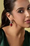 Shop_Nazaakat By Samara Singh_Red Diamonds Ruby Embellished Pair Of Earrings _Online_at_Aza_Fashions
