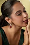 Buy_Nazaakat By Samara Singh_Red Diamonds Ruby Embellished Pair Of Earrings _at_Aza_Fashions