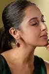 Nazaakat By Samara Singh_Red Diamonds Ruby Embellished Pair Of Earrings _at_Aza_Fashions