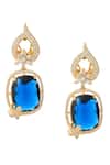 Shop_Nazaakat By Samara Singh_Blue Faux Diamonds Embellished Pair Of Earrings _at_Aza_Fashions