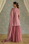 Kritika Dawar_Blush Chanderi, Organza Pearls Halter Ira Hand Embroidered Kurta Gharara Set _Online_at_Aza_Fashions