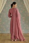 Kritika Dawar_Blush Chanderi, Cotton Embroidery V-neck Zella Hand Kurta Set _Online_at_Aza_Fashions