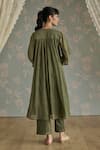 Shop_Kritika Dawar_Green Chanderi, Cotton Beads, Lace Round Neck Maira Embroidered Kurta Set _at_Aza_Fashions