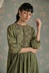 Buy_Kritika Dawar_Green Chanderi, Cotton Beads, Lace Round Neck Maira Embroidered Kurta Set _Online_at_Aza_Fashions