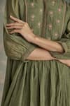 Shop_Kritika Dawar_Green Chanderi, Cotton Beads, Lace Round Neck Maira Embroidered Kurta Set _Online_at_Aza_Fashions