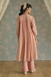 Shop_Kritika Dawar_Pink Chanderi, Cotton Beads, Lace Round Neck Maira Embroidered Kurta Set _at_Aza_Fashions