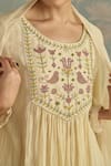Kritika Dawar_Ivory Chanderi, Cotton Beads, Lace Round Naaz Handwoven Embroidered Kurta Set _Online