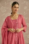 Buy_Kritika Dawar_Coral Chanderi, Cotton Embroidery, Sequins Square Roohi Panelled Kurta Set _Online_at_Aza_Fashions