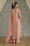 Kritika Dawar_Pink Chanderi, Cotton Sequins, Embroidery Square Neck Roohi Panelled Kurta Set _Online_at_Aza_Fashions
