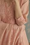 Kritika Dawar_Pink Chanderi, Cotton Lace Notched Neck Nora Dori Embroidered A-line Kurta Set _at_Aza_Fashions