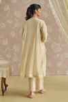 Shop_Kritika Dawar_Ivory Chanderi, Cotton Beads Round Neck Zehra Bird Embroidered Kurta Set _at_Aza_Fashions