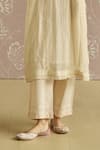 Kritika Dawar_Ivory Chanderi, Cotton Beads Round Neck Zehra Bird Embroidered Kurta Set _Online_at_Aza_Fashions