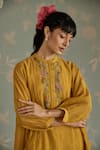 Buy_Kritika Dawar_Yellow Chanderi, Cotton Beads Round Neck Zehra Bird Embroidered Kurta Set _Online_at_Aza_Fashions