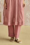 Shop_Kritika Dawar_Blush Chanderi, Cotton Beads, Embroidery Round Neck Zehra Bird Kurta Set 