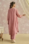Kritika Dawar_Blush Chanderi, Cotton Beads, Embroidery Round Neck Zehra Bird Kurta Set _Online_at_Aza_Fashions