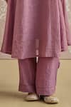 Kritika Dawar_Purple Tissue, Silk Embroidery Round Neck Tara Hand Kurta Set _Online_at_Aza_Fashions