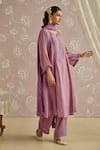 Buy_Kritika Dawar_Purple Tissue, Silk Embroidery Round Neck Tara Hand Kurta Set _Online_at_Aza_Fashions