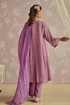 Shop_Kritika Dawar_Purple Tissue, Silk Embroidery Round Neck Tara Hand Kurta Set _at_Aza_Fashions