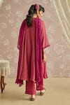 Shop_Kritika Dawar_Magenta Tissue, Silk Embroidery Round Neck Tara Hand Kurta Set _at_Aza_Fashions