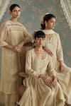 Buy_Kritika Dawar_Ivory Chanderi, Cotton Embroidery, Lace Keyhole Nera Floral A-line Kurta Set 