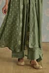Shop_Kritika Dawar_Green Chanderi, Cotton Embroidery Round Neck Nera Floral A-line Kurta Set _Online_at_Aza_Fashions