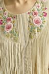 Kritika Dawar_Ivory Chanderi Embroidery Round Neck Gulneher Parsi Hand Tunic _at_Aza_Fashions