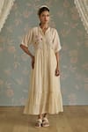 Buy_Kritika Dawar_Ivory Chanderi Cotton Embroidery Collared Azra Hand Front Open Tunic _at_Aza_Fashions