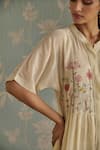 Buy_Kritika Dawar_Ivory Chanderi Cotton Embroidery Collared Azra Hand Front Open Tunic _Online_at_Aza_Fashions