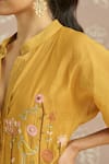 Buy_Kritika Dawar_Yellow Chanderi Embroidery Collared Azra Hand Front Open Tunic _Online_at_Aza_Fashions