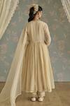 Kritika Dawar_Ivory Chanderi, Cotton, Organza Beads, Inaya Hand Embroidered Anarkali Set _Online_at_Aza_Fashions