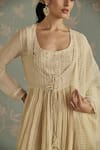 Buy_Kritika Dawar_Ivory Chanderi, Cotton, Organza Beads, Inaya Hand Embroidered Anarkali Set 