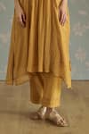 Buy_Kritika Dawar_Yellow Chanderi, Cotton Embroidery Mandarin Collar Ayat Hand Kaftaan Set _Online_at_Aza_Fashions