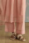 Kritika Dawar_Pink Chanderi, Cotton Embroidery Mandarin Collar Ayat Hand Kaftaan Set _Online_at_Aza_Fashions